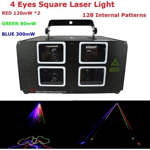Fast Ship 4 Lens Laser Lights 620mW RGB 3 Colors DMX Laser Projector With 128 Kinds of Patterns For Indoor Christmas Decoration