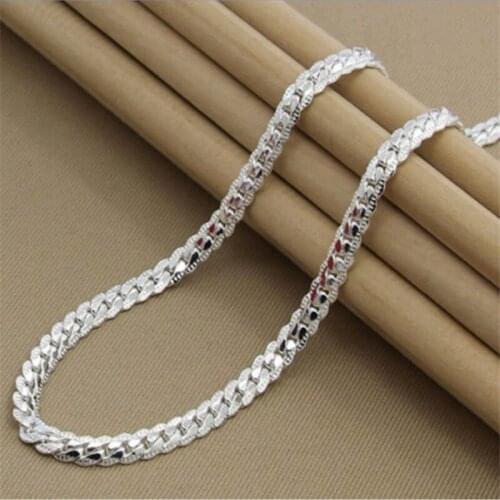 5mm Full Sideways Necklace Inch Chain For Woman Men Fashion Wedding Engagement Jewelry