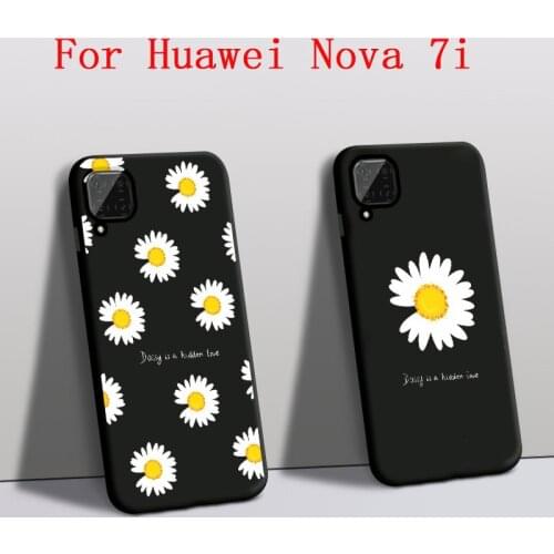 Funda For Huawei Nova 7i case Silicone Protector Rose Daisy Flowers Mobile phone cover For Huawei nova 7i back Cover Black Shell