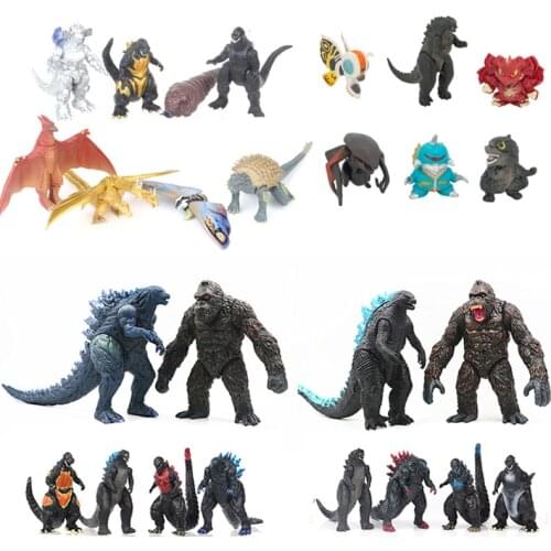 Godzilla Figure Anime Action Figurine Q Version Monster Mini Statue Ornaments Model King Ghidrah Figma Desktop Decoration Toys