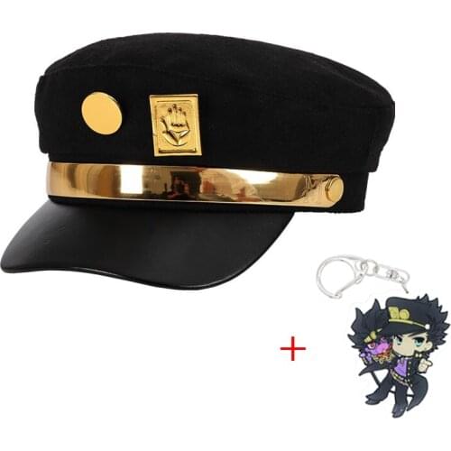Anime JoJos Bizarre Adventure Cosplay Cap Jotaro Kujo Joseph Hat Army Military JOJO Caps Hats Badges Animation Around Props