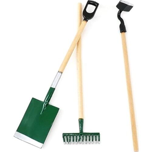 M4YC 1/12 Scale Mini Shovel Rake Garden Tools Model Dollhouse Miniature Accessories