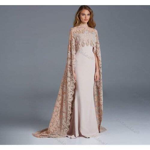 Muslim Sonam Kapoor in Paolo Sebastian Long Lace Arabic Prom Formal Gown Dubai Kaftan Cape Islamic Evening Vestidos De Soir