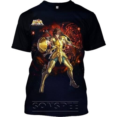 2021 T-shirt Saint Seiya anime mens sleeve shirt top clothes ropa hombre streetwear mens 3d T-shirt verano koszulki
