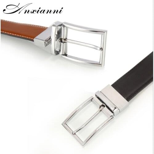 Anxianni Mens Belt, Reversible and Adjustable Genuine Cow Leather business Casual Belt for men