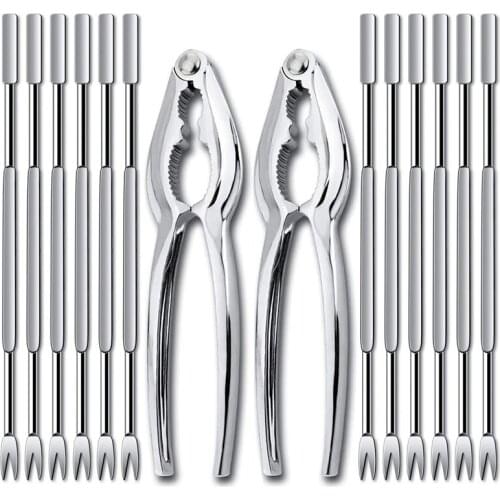 Lobster Crackers and Picks Set, Crab Leg Cracker Tools, Stainless Steel Seafood Crackers and Forks Nut Cracker 14 Pcs