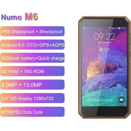 NOMU M6 IP68 Waterproof Smartphone 4G LTE 2GB 16GB 5.0‘’ HD MTK6737VWT Quad Core Android 7.0 3000mAh Rugged Mobile Phone PK M8