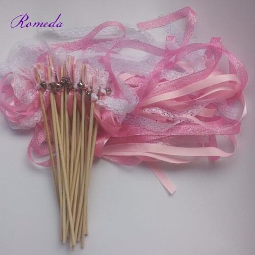Newest Glittle Ribbon wedding wands with sliver bell for wedding party decoration 50Pieces/Lot