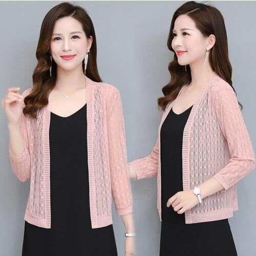 New Lace shawl Short Sun Outerwear Women Tops Clothing Middle-Aged Summer Sun protection clothing Female Coat Cardigan Plus Size