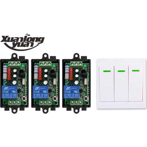 New AC 220 V 1CH Wireless Remote Control Switch System Receiver + Wall Panel Remote Transmitter Sticky Remote Smart Home Switch