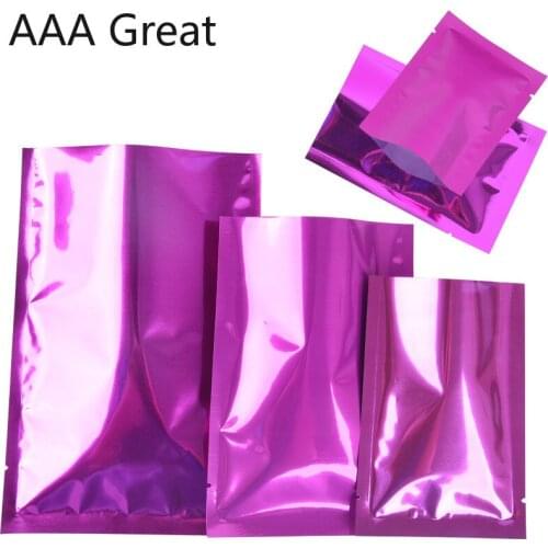 100pcs/Lot Open Top Aluminum Foil Package Bags Vacuum Pouches Food Storage Heat Seal Mylar Bag Purple Flat Candy Chocolate Nuts