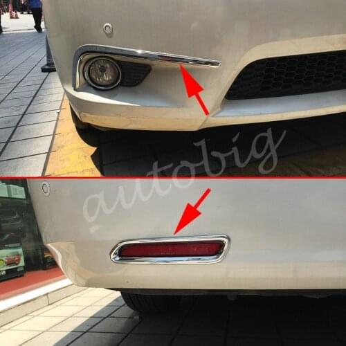 Front & Rear Fog Light Cover Kit For Toyota Sienna 2011-2017 Chrome Bumper Reflector