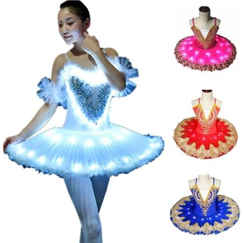 Professional Ballet Tutus LED Swan Lake Adult Ballet Dance Clothes Tutu Skirt Women Ballerina Dress For Girls Party