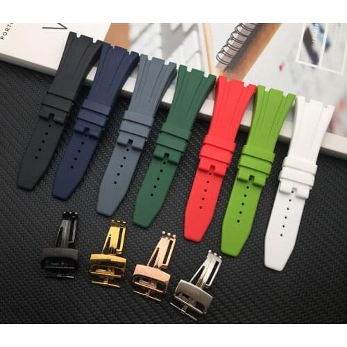 Nature Silicone Rubber Watchband For AP Strap Folding Buckle 26mm 27mm for Audemars And Piguet Watch Band 15400/26470/15703
