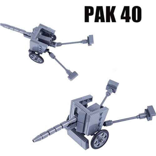 MOC WW2 Germany PAK40 Antitank Artillery Building Blocks Cannon Military Parts Soldier Figures Weapon Accessories Bricks Kid Toy