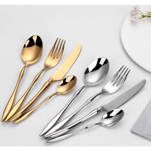 ZLAR Spoon Table Forks Knife Tableware Cutlery Set Stainless Steel Vintage Golden Cutlery Set Silver Vintage Dinnerware Camping