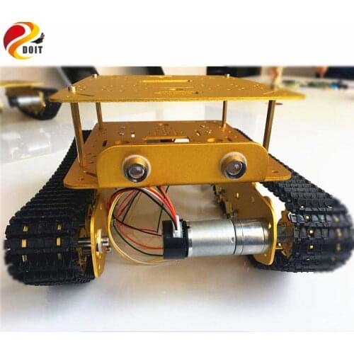 Smart RC Metal Tank Car with Shock Absorption Caterpillar Tracked Vehicle Chassis Frame Crawler Bearing Platform,Servos,Controll