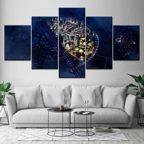 Wondrous city night view landscape 5 Pieces Wall Art Painting Modular Wallpapers Poster Print for living room Home Decor