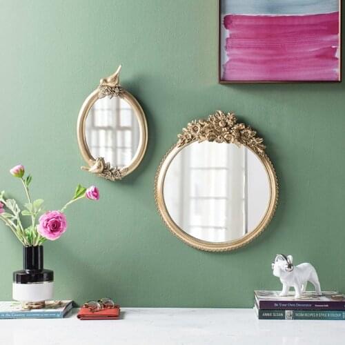 Vintage Palace Carved Wall Decor Makeup Mirror Home Bathroom Living Room Wall Hanging Mirror Decorative Mirror espejo pared
