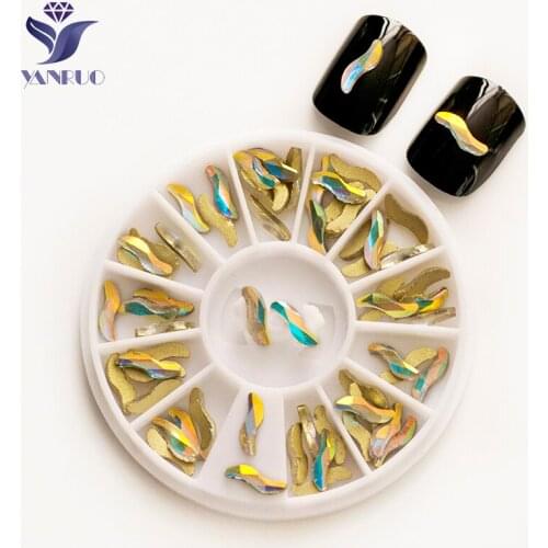 YANRUO 2567NoHF AB S Shape 2x9mm Crystals Non Hotfix Strass Glass Flatback DIY Rhinestones For Nails Charms