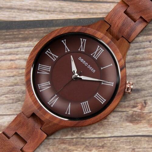 DODO DEER Wooden Watch for Women in Japanese Quartz Wristwatches Red Sandalwood Female Ladies Dropship Gift Box