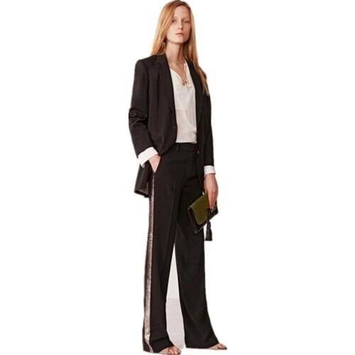 Jacket Pants Black Women Business Suits Female Office Uniform Pants inlaid with gold edges Ladies Pant Suits Formal 2 Piece Suit