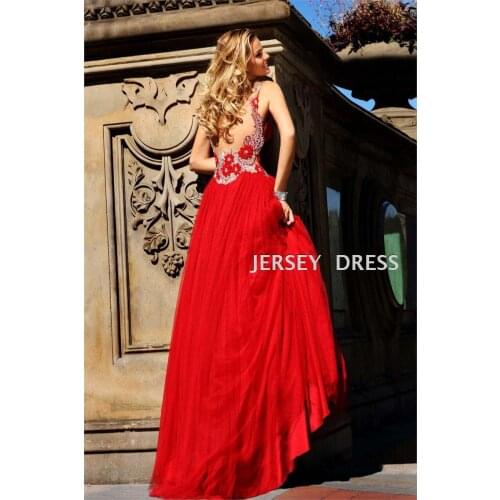Free shipping maxi 2016 coctail V-neck red long dress vestidos formales evening long sexy beaded backless homecoming dresses