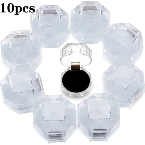 10pcs Hot Sale Jewelry Package Ring Earring Box Acrylic Transparent Wedding Packaging Jewelry Box