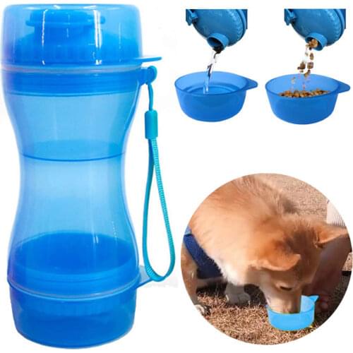 3 in 1 Portable Dog Water Bottle Food Container For Large Dogs Outdoor Drinking Bowl Multifunctional Pet Water Dispenser Feeder