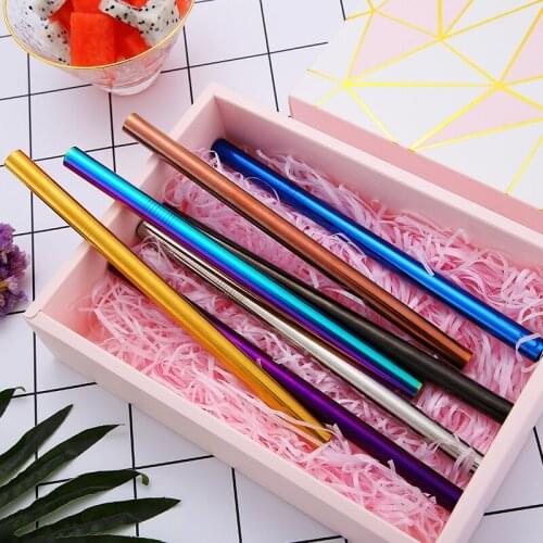 5/10pcs 304 Stainless Steel Straws Bubble Tea Diameter 12mm Reusable Drinking Straw Milk Tea Rainbow Metal Straws