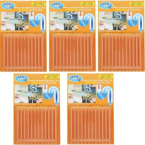 5Set 60Pcs Orange Kitchen Accessories Pipeline Bathtub Decontamination Drain Kitchen Sink filt Sani Sticks Sewer Cleaning Rod