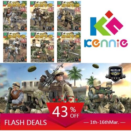 6pcs Army World War Military Soldier Special Forces SWAT Navy Seals Team Building Blocks Bricks Figures Educational Toy Boy Gift