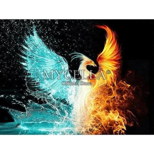 DIY 5D Diamond Painting "Blue&Orange Phoenix" diamond Embroidery Cross Stitch Full Diamonds Mosaic Home Decoration Decor Gift