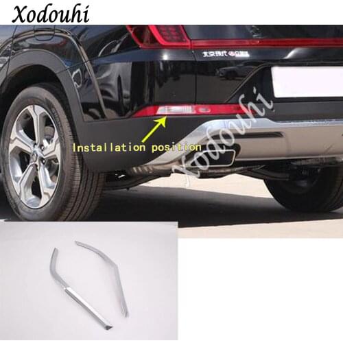 Car Sticker Styling Cover Trim Back Tail Rear Fog Light Lamp Frame Parts 2pcs For Hyundai Santa Fe SantaFe 2019 2020