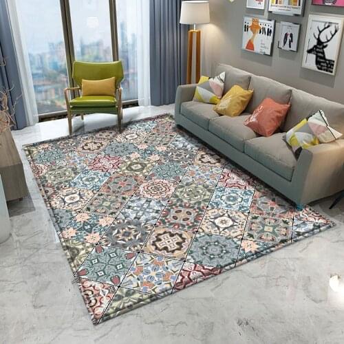 Top Brand Nonslip Mandala Style Colorful Floral Pattern Rug Floor Mat Bathroom Living Room Bedroom Carpet Decor Rugs tapis salon