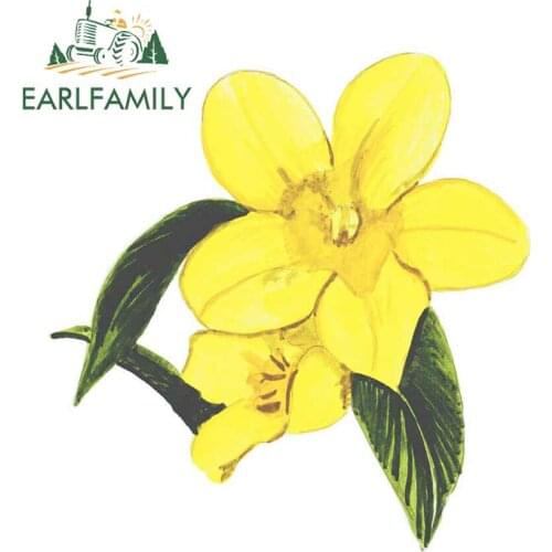 EARLFAMILY 13cm x 12.5cm Outdoors and Wildlife Stickers for Helmets and Equipment Yellow Jasmine Car Stickers Graphics