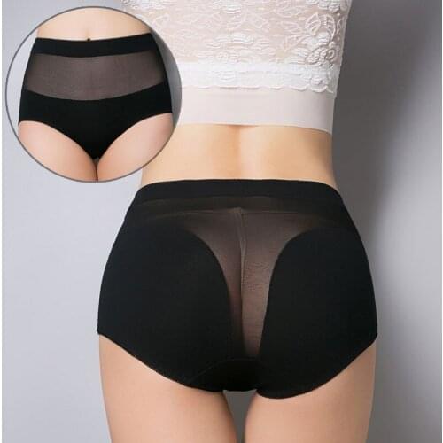Cotton underwear comfort T female cuecas high waist panties crotch lace yarn sexy underpants breathable translucent gauze briefs