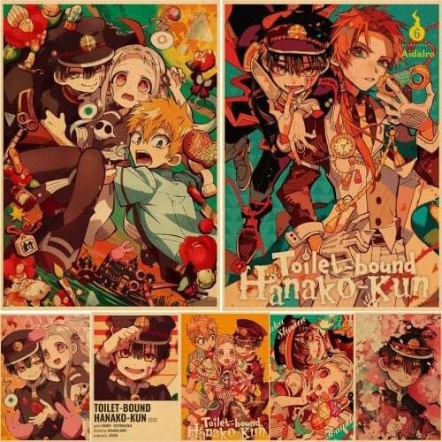 Kawaii Jibaku Shounen Toilet Bound Hanako Kun Anime Manga Print Retro Poster Wall Stickers for Living Room Home Art Decoration