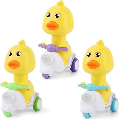 Kawaii Cute Press Duckling Motorcycle Inertia Pull Back Toys Children Indoor Educational Toys Family Games Kids Gifts 3 Colors