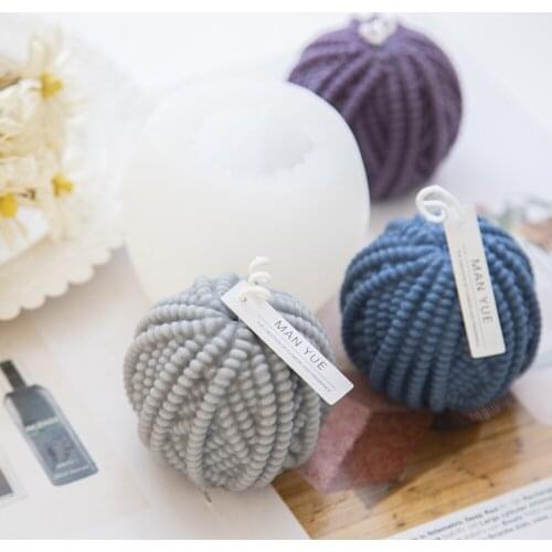 Round Creative Knitting Wool Cylinder Candle Silicone Mold Christmas Craft Mold Diy Clay Aroma Candle Gypsum Silicone Mold