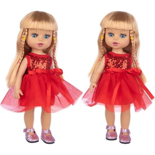 Red Dress14Inch Full Body SIlicone 35cm Reborn Babies Girl Doll Bath Toy Lifelike Newborn Baby Doll