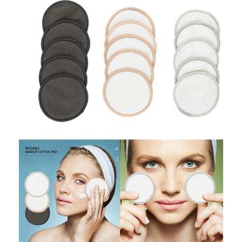 5 Pcs Soft Cotton Reusable Make Up Remover Pad Washable Facial Cleanser Pads Washable