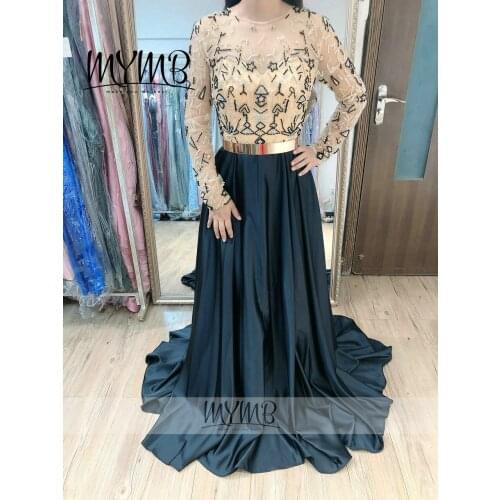 Amazing Round Neck Beading Couture Hijab Muslim Evening Gown MYMB Long Sleeve Wedding Dresses MY41122