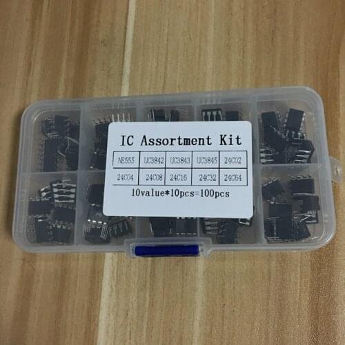 100pcs/lot In common use DIP IC kit NE555 UC3842 UC3843 UC3845 24C02 24C04 24C08 24C16 24C32 24C64 DIP each 10pcs
