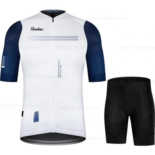 NEW RAPHAFUL Team Cycling Jersey sets White Bicycle Short Sleeve Cycling Clothing Bike maillot Cycling 2021 Jersey Bib shorts