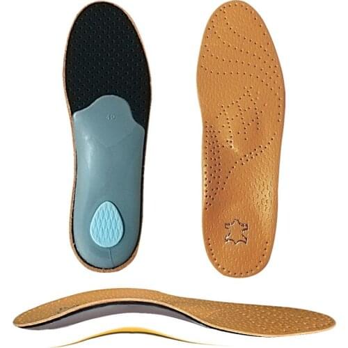 Premium Leather Orthotic Flat Foot Shoe Insoles High Arch Support Orthopedic Pad for Correction OX Leg Health foot Care