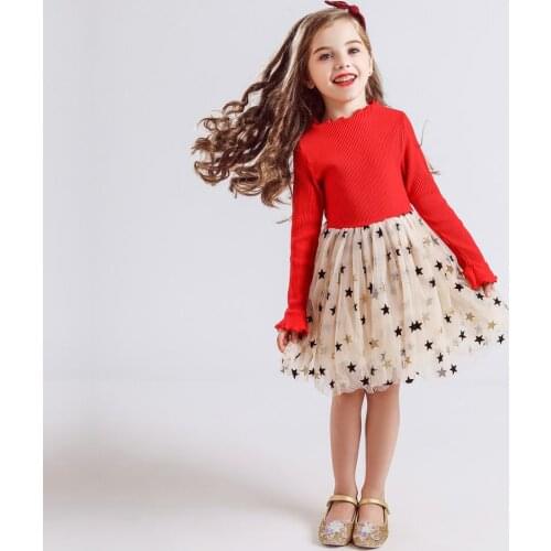 Autumn Winter Girls Dress Fashion Girls Princess Full Sleeves Kids Dresses for Girls Knitted Sweater Dress Christmas Vestidos