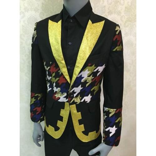 Jacket+pants) Nightclub DJ Male Singer Slim suits Ds Dj Costumes Male Singer Show Dance wear Mens Casual set