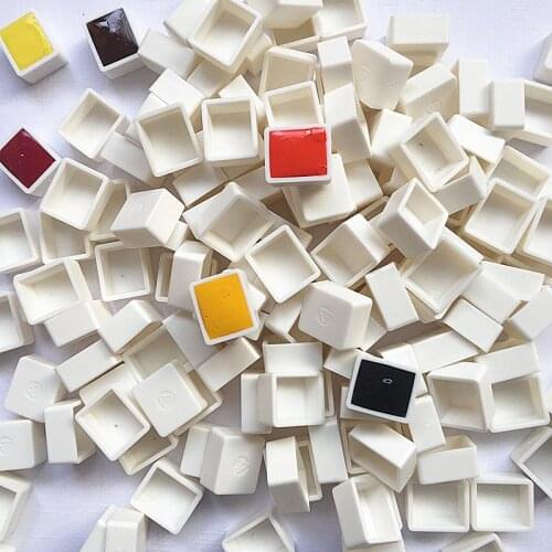 Plastic Empty Watercolor Half Paint Pans Round Grid Mini Paint Artists Palette Beginners Drawing Painting Tools Watercolor Tray