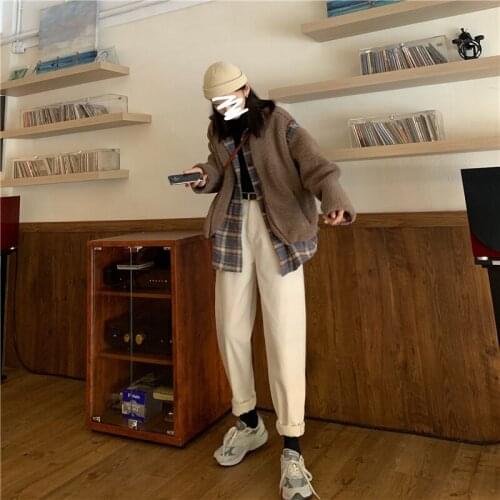 Straight jeans womens size Hong Kong style high waist